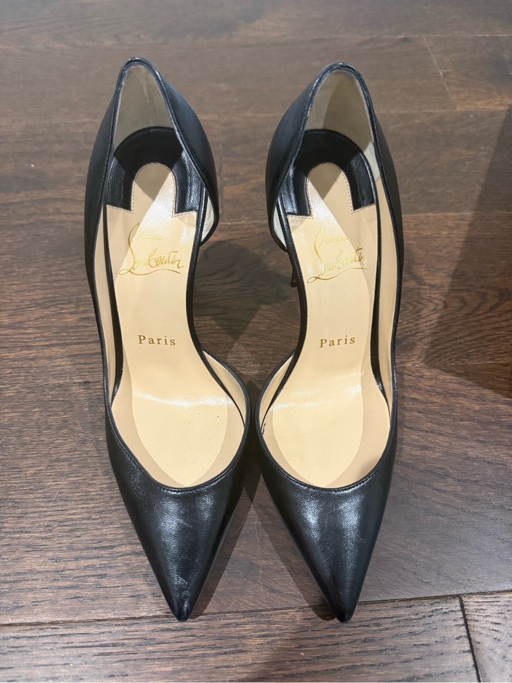 Christian Louboutin Black Pointed D'Orsay Leather Heels